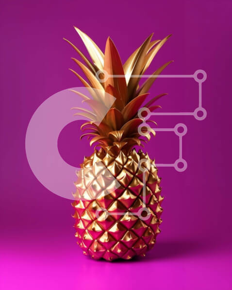 Σετ των 2 Intra Συλλεκτικό Ξύλινο Παζλ Plywood  4mm - Χρυσός ανανάς σε ζωντανό μωβ φόντο Σε Ξύλινο Κουτί - Διαστάσεις: 10x10 cm – 25 κομμάτια