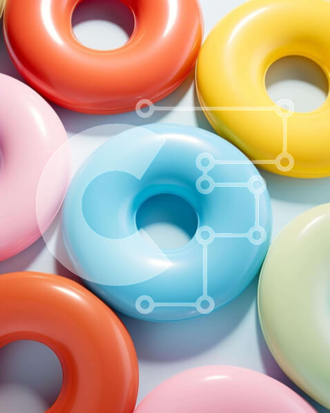 Σετ των 2 Intra Συλλεκτικό Ξύλινο Παζλ Plywood  4mm - Συστοιχία πολύχρωμων ντόνατς Σε Ξύλινο Κουτί - Διαστάσεις: 10x10 cm – 25 κομμάτια