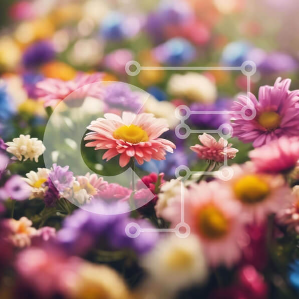 Intra Συλλεκτικό Ξύλινο Παζλ Plywood  4mm - Πολύχρωμο πεδίο με λουλούδια στο φως του ήλιου Σε Ξύλινο Κουτί - Διαστάσεις: 10x10 cm – 25 κομμάτια