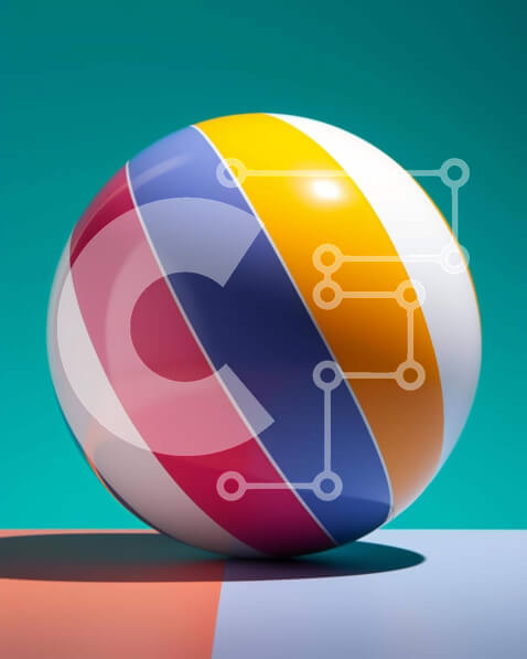 Intra Συλλεκτικό Ξύλινο Παζλ Plywood  4mm - Πολύχρωμη μπάλα παραλίας σε ζωντανό φόντο Σε Ξύλινο Κουτί - Διαστάσεις Puzzle: 10x10 cm – 25 κομμάτια