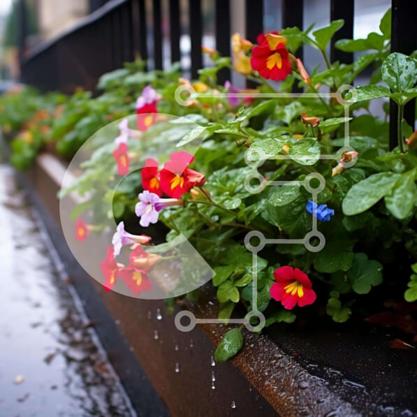 Intra Συλλεκτικό Ξύλινο Παζλ Plywood  4mm - Πολύχρωμο πεζοδρόμιο λουλουδιών Σε Ξύλινο Κουτί - Διαστάσεις: 10x10 cm – 25 κομμάτια