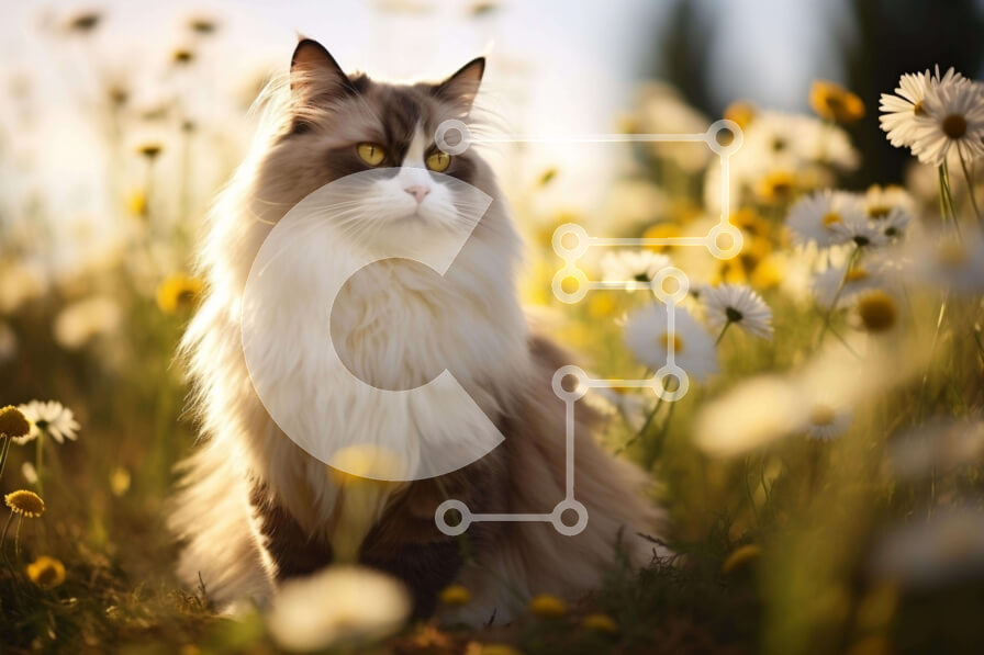 Σετ των 2 Intra Συλλεκτικό Ξύλινο Παζλ Plywood  4mm - Αφράτη γάτα στο χωράφι με τις μαργαρίτες Σε Ξύλινο Κουτί - Διαστάσεις: 10x10 cm – 25 κομμάτια