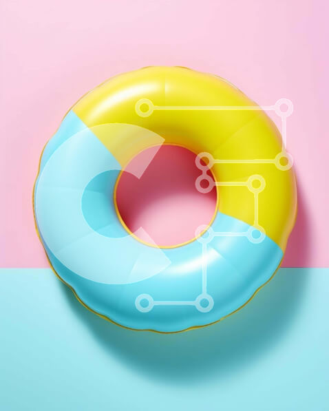 Intra Συλλεκτικό Ξύλινο Παζλ Plywood  4mm - Πολύχρωμο φουσκωτό δαχτυλίδι πισίνας σε ζωντανό φόντο Σε Ξύλινο Κουτί - Διαστάσεις Puzzle: 10x10 cm – 25 κομμάτια