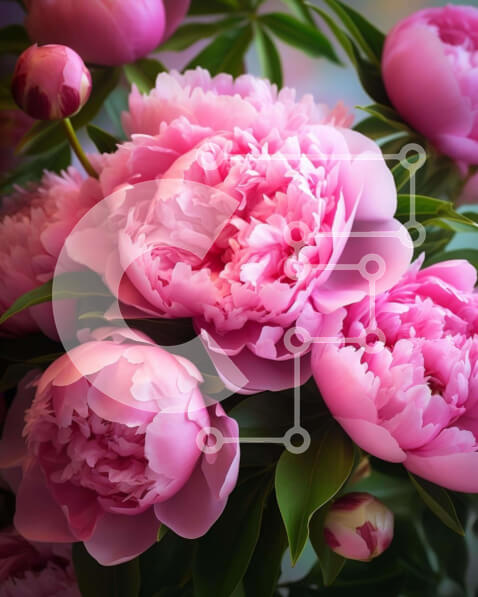 Intra Συλλεκτικό Ξύλινο Παζλ Plywood  4mm - Μπουκέτο με ροζ παιώνιες και λουλούδια Σε Ξύλινο Κουτί - Διαστάσεις: 10x10 cm – 25 κομμάτια