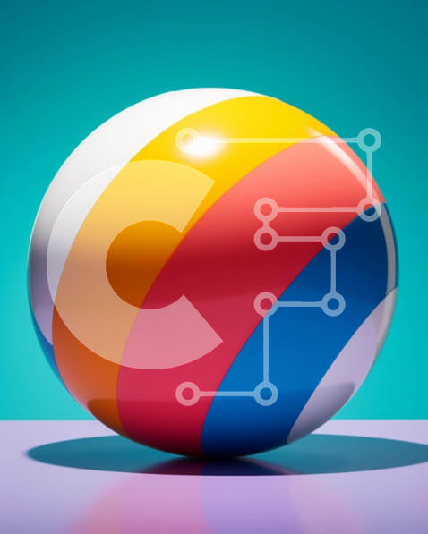 Intra Συλλεκτικό Ξύλινο Παζλ Plywood  4mm - Πολύχρωμη μπάλα παραλίας σε ζωντανό φόντο Σε Ξύλινο Κουτί - Διαστάσεις Puzzle: 10x10 cm – 25 κομμάτια