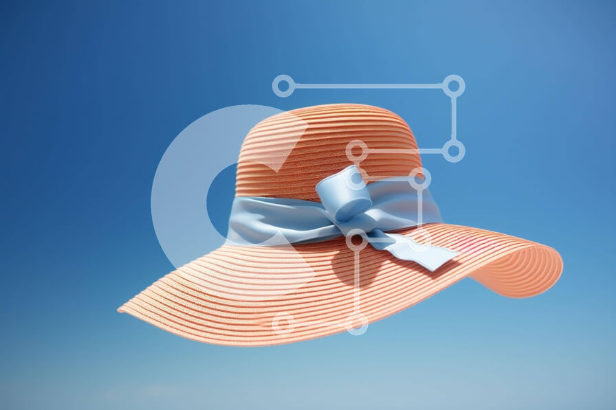 Intra Συλλεκτικό Ξύλινο Παζλ Plywood  4mm - Πορτοκαλί καπέλο με μπλε και άσπρο φιόγκο στον ουρανό Σε Ξύλινο Κουτί - Διαστάσεις: 10x10 cm – 25 κομμάτια