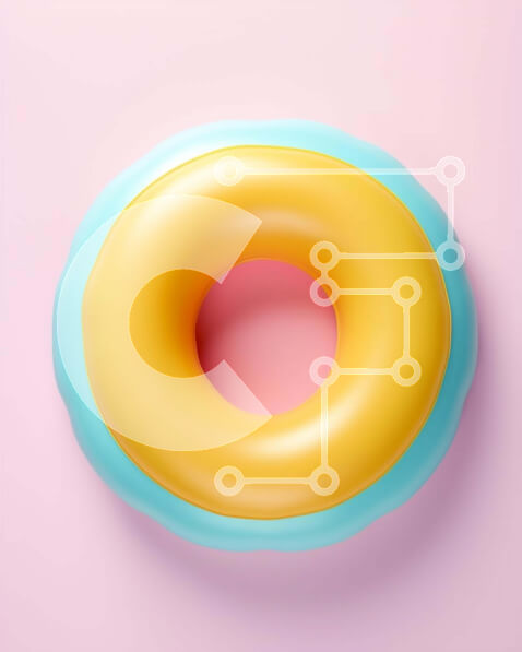 Intra Συλλεκτικό Ξύλινο Παζλ Plywood  4mm - Φουσκωτό ντόνατ σε ροζ φόντο Σε Ξύλινο Κουτί - Διαστάσεις: 10x10 cm – 25 κομμάτια