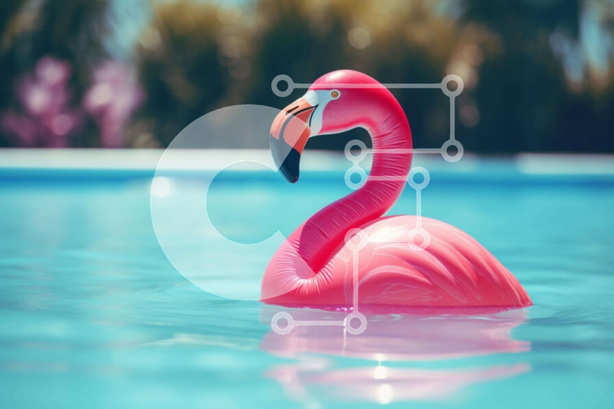 Intra Συλλεκτικό Ξύλινο Παζλ Plywood  4mm - Ροζ παιχνίδι Flamingo που επιπλέει στην πισίνα Σε Ξύλινο Κουτί - Διαστάσεις: 10x10 cm – 25 κομμάτια