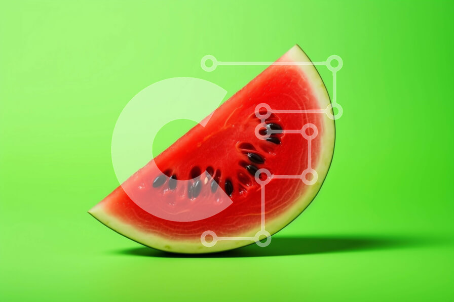 Σετ των 2 Intra Συλλεκτικό Ξύλινο Παζλ Plywood  4mm - Ενιαία φέτα καρπούζι σε αφηρημένο πράσινο φόντο Σε Ξύλινο Κουτί - Διαστάσεις: 10x10 cm – 25 κομμάτια