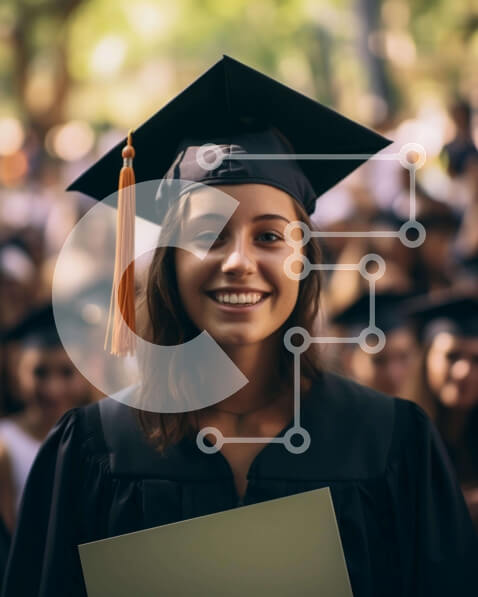 Intra Συλλεκτικό Ξύλινο Παζλ Plywood  4mm - Γυναίκα απόφοιτος που γιορτάζει την αποφοίτησή του Σε Ξύλινο Κουτί - Διαστάσεις Puzzle: 10x10 cm – 25 κομμάτια