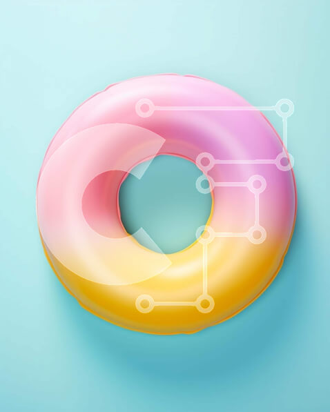 Σετ των 2 Intra Συλλεκτικό Ξύλινο Παζλ Plywood  4mm - Πολύχρωμο ντόνατ σε γαλάζιο φόντο Σε Ξύλινο Κουτί - Διαστάσεις: 10x10 cm – 25 κομμάτια