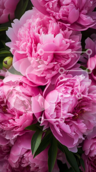 Σετ των 2 Intra Συλλεκτικό Ξύλινο Παζλ Plywood  4mm - Ζωντανό μπουκέτο με ροζ παιώνιες και λουλούδια Σε Ξύλινο Κουτί - Διαστάσεις: 10x10 cm – 25 κομμάτια