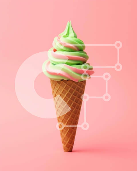 Σετ των 2 Intra Συλλεκτικό Ξύλινο Παζλ Plywood  4mm - Πολύχρωμο χωνάκι παγωτού σε ροζ φόντο Σε Ξύλινο Κουτί - Διαστάσεις: 10x10 cm – 25 κομμάτια