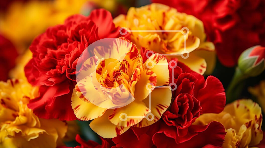 Intra Συλλεκτικό Ξύλινο Παζλ Plywood  4mm - Κοντινό πλάνο ανθισμένα γαρίφαλα Σε Ξύλινο Κουτί - Διαστάσεις: 10x10 cm – 25 κομμάτια