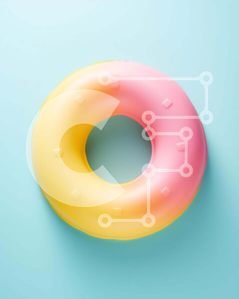 Σετ των 2 Intra Συλλεκτικό Ξύλινο Παζλ Plywood  4mm - Πολύχρωμο φουσκωτό δαχτυλίδι πισίνας σε σχήμα ντόνατ Σε Ξύλινο Κουτί - Διαστάσεις: 10x10 cm – 25 κομμάτια