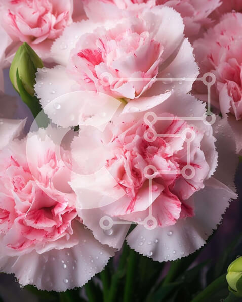 Σετ των 2 Intra Συλλεκτικό Ξύλινο Παζλ Plywood  4mm - Ροζ και άσπρα γαρίφαλα σε ανοιχτό βάζο Σε Ξύλινο Κουτί - Διαστάσεις: 10x10 cm – 25 κομμάτια