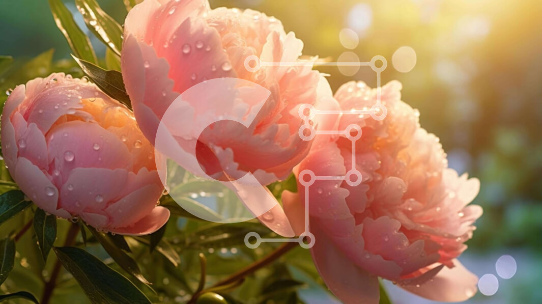 Intra Συλλεκτικό Ξύλινο Παζλ Plywood  4mm - Ροζ παιώνιες με σταγονίδια νερού Σε Ξύλινο Κουτί - Διαστάσεις: 10x10 cm – 25 κομμάτια