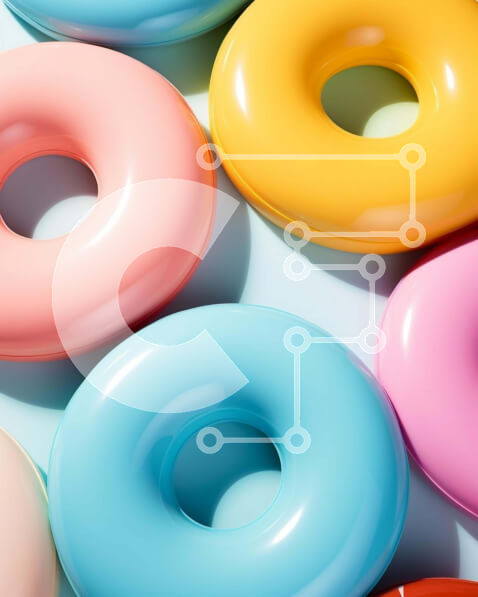 Σετ των 2 Intra Συλλεκτικό Ξύλινο Παζλ Plywood  4mm - Σύνθεση πολύχρωμων ντόνατς Σε Ξύλινο Κουτί - Διαστάσεις: 10x10 cm – 25 κομμάτια