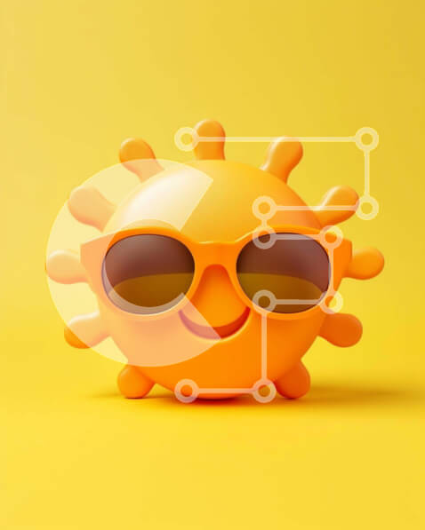 Intra Συλλεκτικό Ξύλινο Παζλ Plywood  4mm - Πορτοκαλί ήλιος με γυαλιά ηλίου Σε Ξύλινο Κουτί - Διαστάσεις Puzzle: 10x10 cm – 25 κομμάτια