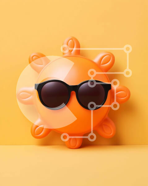 Intra Συλλεκτικό Ξύλινο Παζλ Plywood  4mm - Ήλιος και γυαλιά ηλίου σε κίτρινο φόντο Σε Ξύλινο Κουτί - Διαστάσεις Puzzle: 10x10 cm – 25 κομμάτια