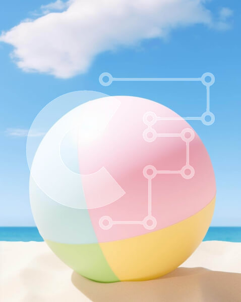 Intra Συλλεκτικό Ξύλινο Παζλ Plywood  4mm - Πολύχρωμο Beach Ball δίπλα στον ωκεανό Σε Ξύλινο Κουτί - Διαστάσεις Puzzle: 10x10 cm – 25 κομμάτια