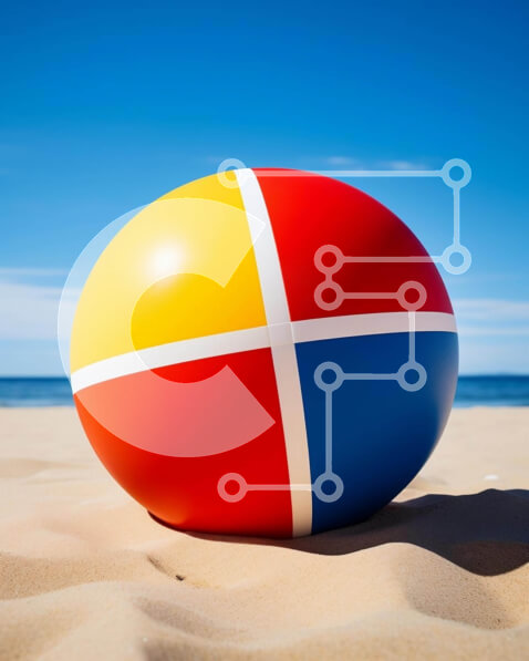 Intra Συλλεκτικό Ξύλινο Παζλ Plywood  4mm - Πολύχρωμη μπάλα στην αμμώδη παραλία Σε Ξύλινο Κουτί - Διαστάσεις Puzzle: 10x10 cm – 25 κομμάτια