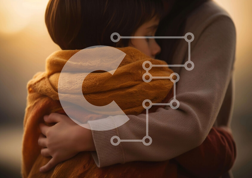 Intra Συλλεκτικό Ξύλινο Παζλ Plywood  4mm - Μητέρα που αγκαλιάζει το παιδί σε μια συγκινητική στιγμή Σε Ξύλινο Κουτί - Διαστάσεις Puzzle: 10x10 cm – 25 κομμάτια