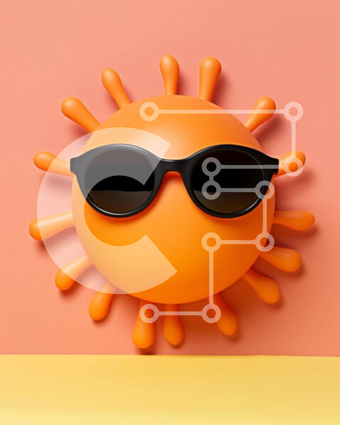 Intra Συλλεκτικό Ξύλινο Παζλ Plywood  4mm - Πορτοκαλί ήλιος με γυαλιά ηλίου Σε Ξύλινο Κουτί - Διαστάσεις Puzzle: 10x10 cm – 25 κομμάτια