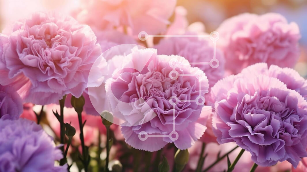 Intra Συλλεκτικό Ξύλινο Παζλ Plywood  4mm - Ροζ γαρίφαλα που ανθίζουν στο φως του ήλιου Σε Ξύλινο Κουτί - Διαστάσεις: 10x10 cm – 25 κομμάτια