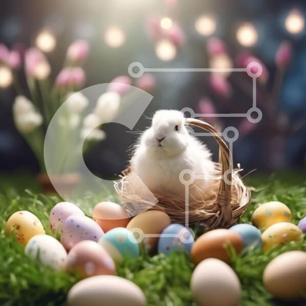 Intra Συλλεκτικό Ξύλινο Παζλ Plywood  4mm - Λευκό λαγουδάκι με πασχαλινά αυγά Σε Ξύλινο Κουτί - Διαστάσεις: 10x10 cm – 25 κομμάτια