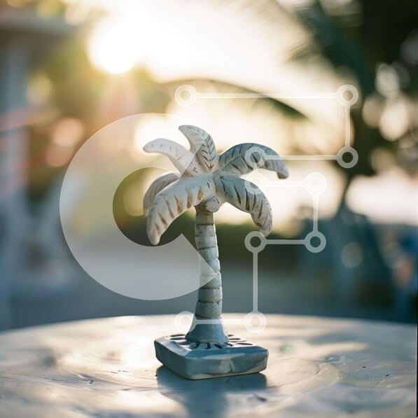 Intra Συλλεκτικό Ξύλινο Παζλ Plywood  4mm - Μικρό ειδώλιο φοίνικα σε εξωτερικό τραπέζι Σε Ξύλινο Κουτί - Διαστάσεις: 10x10 cm – 25 κομμάτια