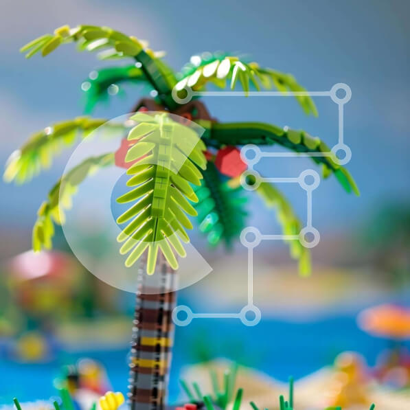 Intra Συλλεκτικό Ξύλινο Παζλ Plywood  4mm - Σκηνή Lego Palm Tree Island Σε Ξύλινο Κουτί - Διαστάσεις: 10x10 cm – 25 κομμάτια