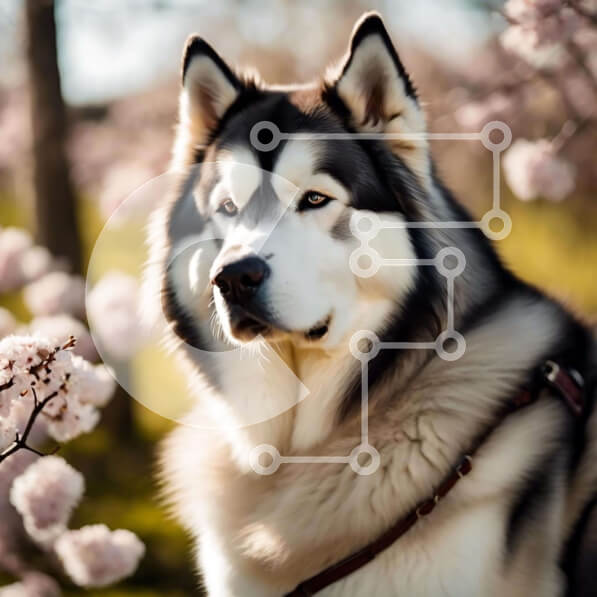 Intra Συλλεκτικό Ξύλινο Παζλ Plywood  4mm - Περίεργος γεροδεμένος σκύλος με ροζ άνθη Σε Ξύλινο Κουτί - Διαστάσεις: 10x10 cm – 25 κομμάτια