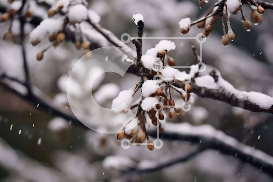 Intra Συλλεκτικό Ξύλινο Παζλ Plywood  4mm - Χιονισμένο κλαδί δέντρου Σε Ξύλινο Κουτί - Διαστάσεις: 10x10 cm – 25 κομμάτια