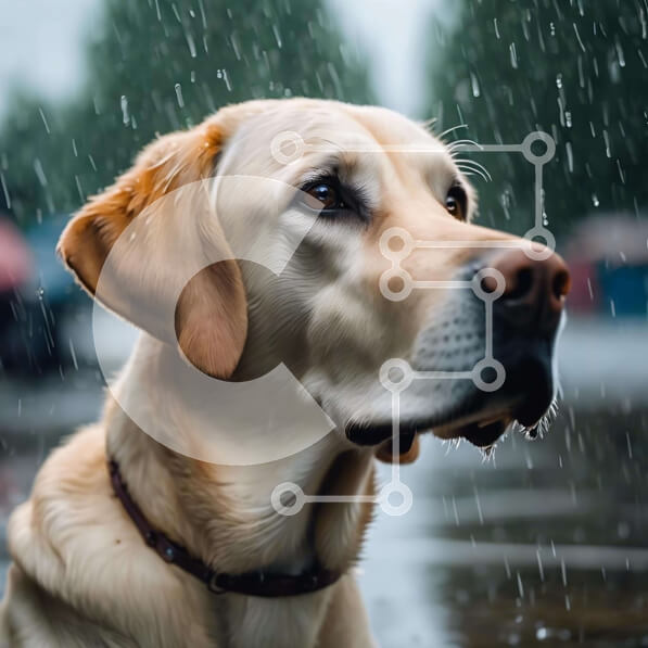 Intra Συλλεκτικό Ξύλινο Παζλ Plywood  4mm - Μεγάλο καφέ σκυλί που στέκεται στη βροχή Σε Ξύλινο Κουτί - Διαστάσεις: 10x10 cm – 25 κομμάτια