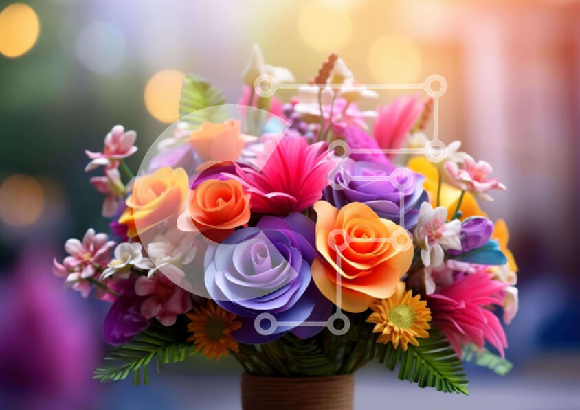 Intra Συλλεκτικό Ξύλινο Παζλ Plywood  4mm - Πολύχρωμο βάζο γεμάτο λουλούδια Σε Ξύλινο Κουτί - Διαστάσεις: 10x10 cm – 25 κομμάτια