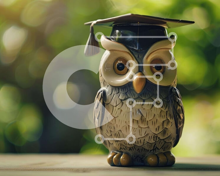 Intra Συλλεκτικό Ξύλινο Παζλ Plywood  4mm - Ειδώλιο κουκουβάγιας με καπέλο αποφοίτησης Σε Ξύλινο Κουτί - Διαστάσεις Puzzle: 10x10 cm – 25 κομμάτια