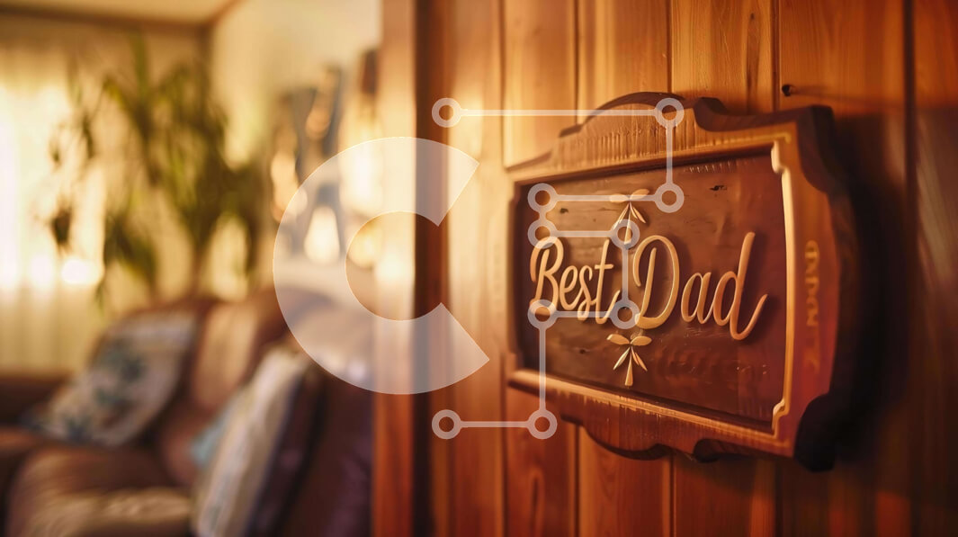 Intra Συλλεκτικό Ξύλινο Παζλ Plywood  4mm - Σαλόνι με την πλακέτα «Best Dad». Σε Ξύλινο Κουτί - Διαστάσεις Puzzle: 10x10 cm – 25 κομμάτια