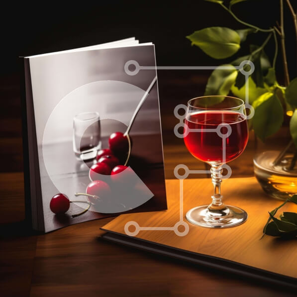 Σετ των 2 Intra Συλλεκτικό Ξύλινο Παζλ Plywood  4mm - Ζεστή σκηνή με κόκκινο κρασί, κεράσια και φυτά Σε Ξύλινο Κουτί - Διαστάσεις: 10x10 cm – 25 κομμάτια