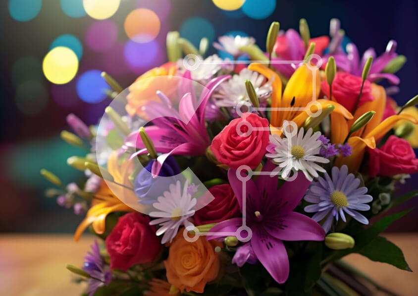 Intra Συλλεκτικό Ξύλινο Παζλ Plywood  4mm - Πολύχρωμο μπουκέτο λουλουδιών σε ανάποδο βάζο Σε Ξύλινο Κουτί - Διαστάσεις: 10x10 cm – 25 κομμάτια