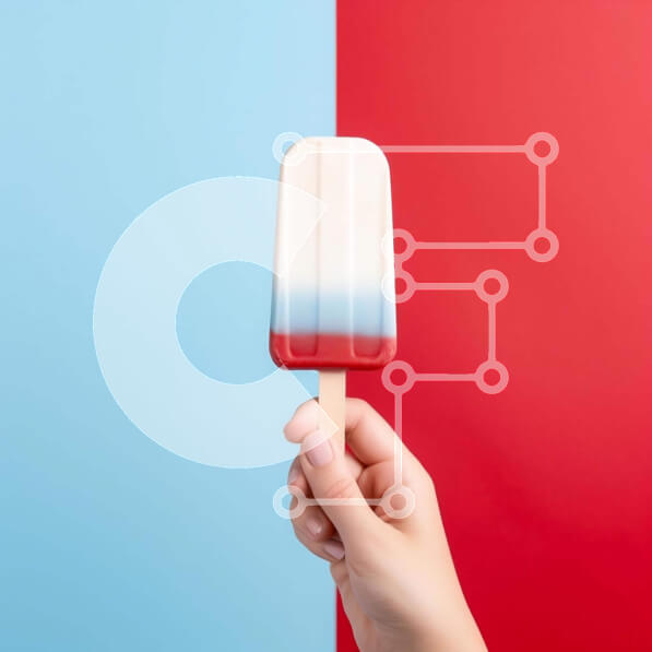 Intra Συλλεκτικό Ξύλινο Παζλ Plywood  4mm - Πατριωτικό παγωτό παγωτό σε κόκκινο, λευκό και μπλε φόντο Σε Ξύλινο Κουτί - Διαστάσεις: 10x10 cm – 25 κομμάτια