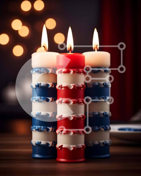 Intra Συλλεκτικό Ξύλινο Παζλ Plywood  4mm - Κόκκινα, λευκά και μπλε κεριά για πατριωτικές γιορτές Σε Ξύλινο Κουτί - Διαστάσεις Puzzle: 10x10 cm – 25 κομμάτια