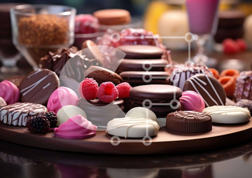 Σετ των 2 Intra Συλλεκτικό Ξύλινο Παζλ Plywood  4mm - Ποικιλία από σοκολάτες, μούρα και γλυκές λιχουδιές Σε Ξύλινο Κουτί - Διαστάσεις: 10x10 cm – 25 κομμάτια