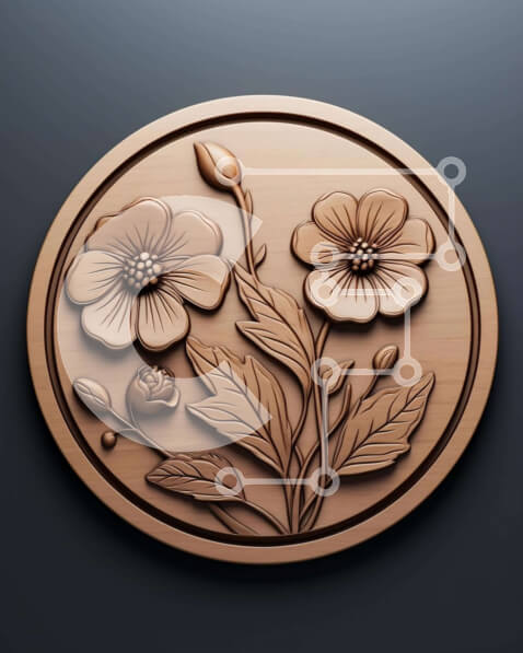 Intra Συλλεκτικό Ξύλινο Παζλ Plywood  4mm - Χάλκινο νόμισμα με λουλουδάτο σχέδιο Σε Ξύλινο Κουτί - Διαστάσεις: 10x10 cm – 25 κομμάτια