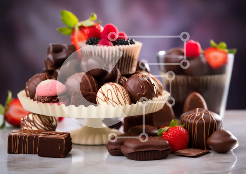 Σετ των 2 Intra Συλλεκτικό Ξύλινο Παζλ Plywood  4mm - Εμφάνιση γλυκών λιχουδιών Σε Ξύλινο Κουτί - Διαστάσεις: 10x10 cm – 25 κομμάτια