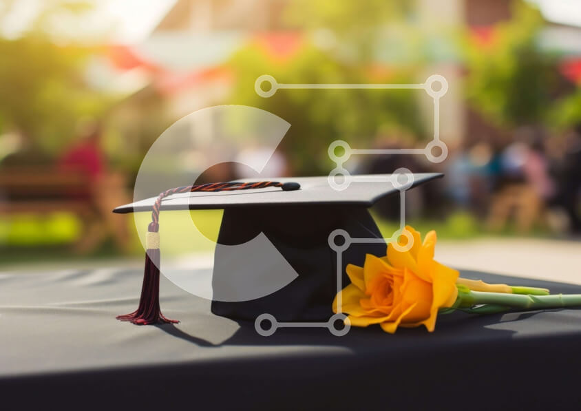 Intra Συλλεκτικό Ξύλινο Παζλ Plywood  4mm - Ακαδημαϊκό Επίτευγμα με Αποφοίτηση Καπάκι και λουλούδια Σε Ξύλινο Κουτί - Διαστάσεις Puzzle: 10x10 cm – 25 κομμάτια