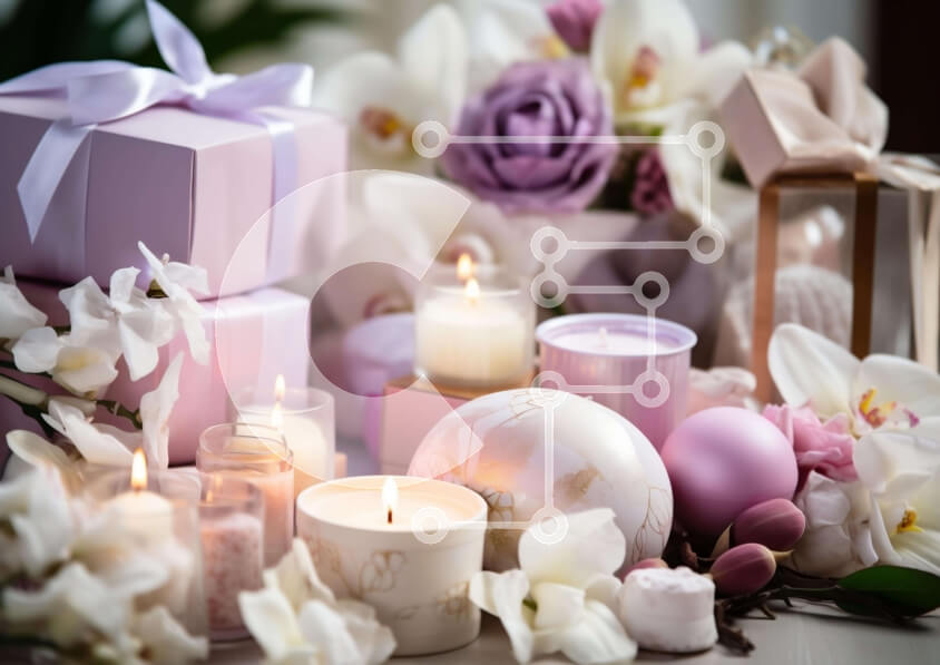 Intra Συλλεκτικό Ξύλινο Παζλ Plywood  4mm - Κομψή διακόσμηση τραπεζιού με κεριά, λουλούδια και δώρα Σε Ξύλινο Κουτί - Διαστάσεις Puzzle: 10x10 cm – 25 κομμάτια