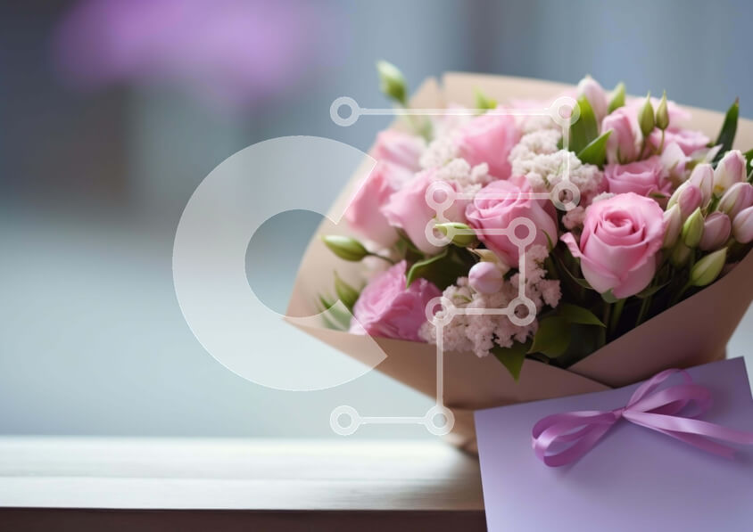 Intra Συλλεκτικό Ξύλινο Παζλ Plywood  4mm - Μπουκέτο με ροζ τριαντάφυλλα με δωροκάρτα Σε Ξύλινο Κουτί - Διαστάσεις Puzzle: 10x10 cm – 25 κομμάτια