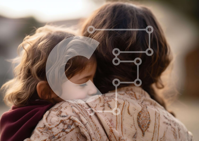 Intra Συλλεκτικό Ξύλινο Παζλ Plywood  4mm - Μητέρα και κόρη αγκαλιάζονται με χαρά Σε Ξύλινο Κουτί - Διαστάσεις Puzzle: 10x10 cm – 25 κομμάτια