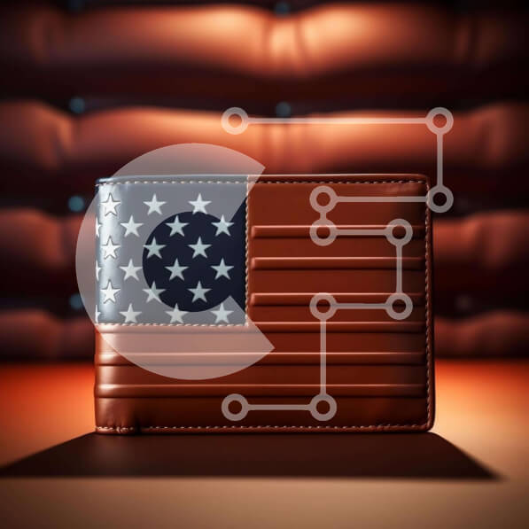 Intra Συλλεκτικό Ξύλινο Παζλ Plywood  4mm - Πατριωτικό δερμάτινο πορτοφόλι με σχέδιο αμερικανικής σημαίας Σε Ξύλινο Κουτί - Διαστάσεις: 10x10 cm – 25 κομμάτια